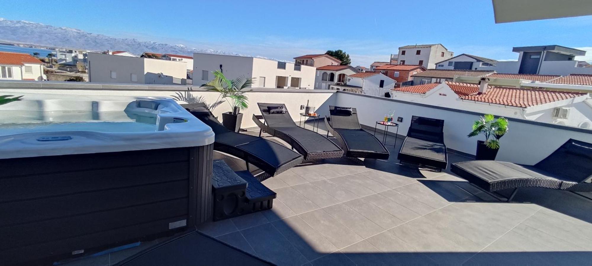 Luxurioeses Penthouse Welle Mit Whirlpool, Grill Und Meerblick Vir Luaran gambar