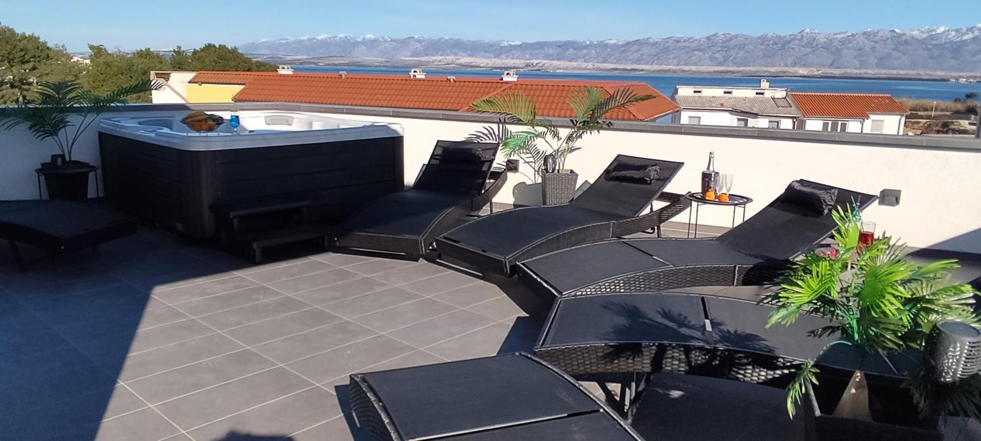 Luxurioeses Penthouse Welle Mit Whirlpool, Grill Und Meerblick Vir Luaran gambar